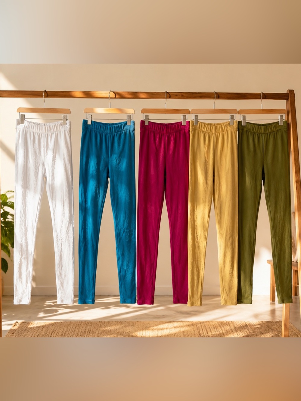 Set of 5 Colorful Cotton Lounge Pants / Leggings Set | Size Medium